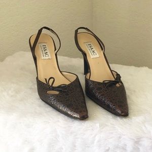 Isaac Mizrahi Snakeskin Slingback Pointed Toe